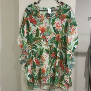 West Loop Tropical NWT Floral Sheer Bathing Suit Top